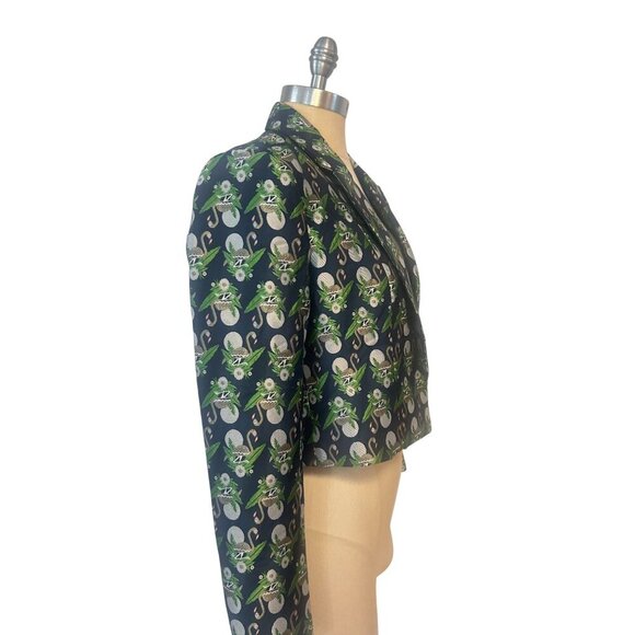 French Mauve Brocade Alida Jacquard Flamingo Cropped Jacket size XS - Picture 2 of 5